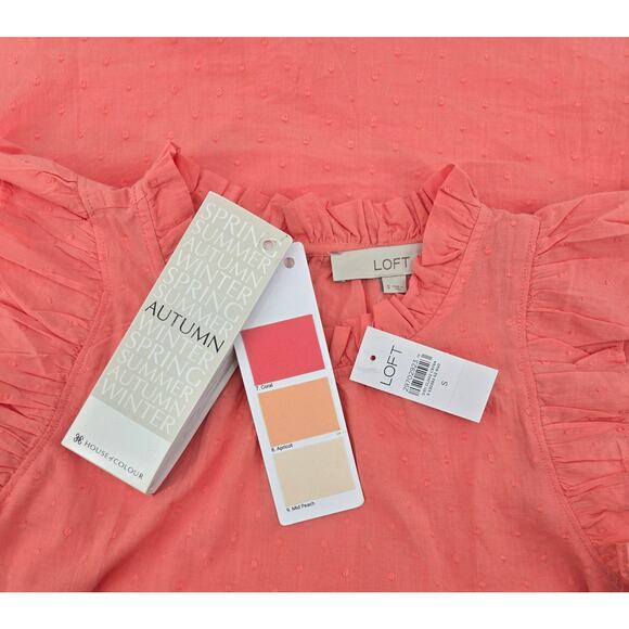 Loft Cotton Textured Dot Flutter Sleeve Blouse - Picture 4 of 5